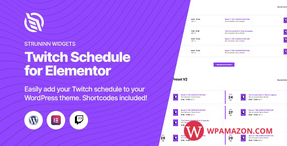 Struninn – Twitch Schedule Elementor Widget v1.0.0