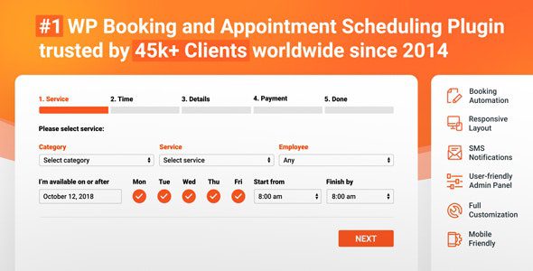 Bookly PRO v5.4 – Appointment Booking and Scheduling Software System