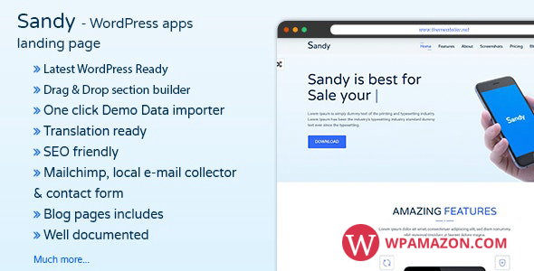 SANDYWP v1.6 – Apps Landing Page WordPress Theme