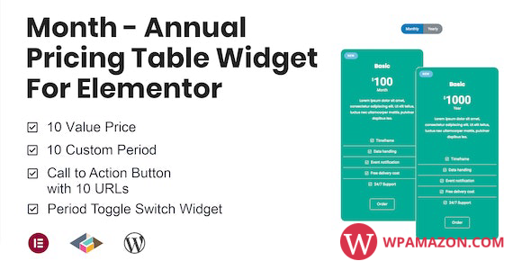 Month v1.2.3 – Annual Pricing Table Widget For Elementor