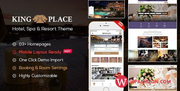 KingPlace v1.2.7 – Hotel Booking, Spa & Resort WordPress Theme (Mobile Layout Ready)