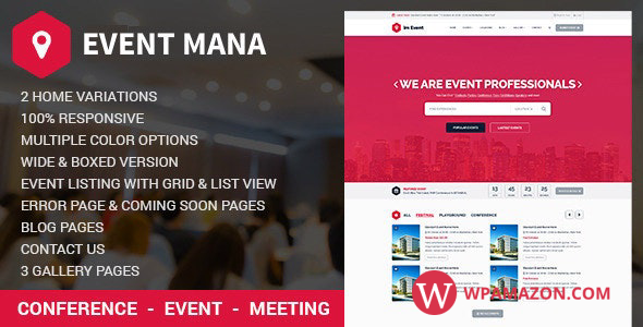 EventMana v1.9.1 – Event Management WordPress Theme