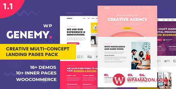 Genemy v1.6.1 – Creative Multi Concept Landing Pages Pack With Page Builder